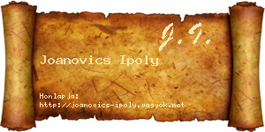 Joanovics Ipoly névjegykártya